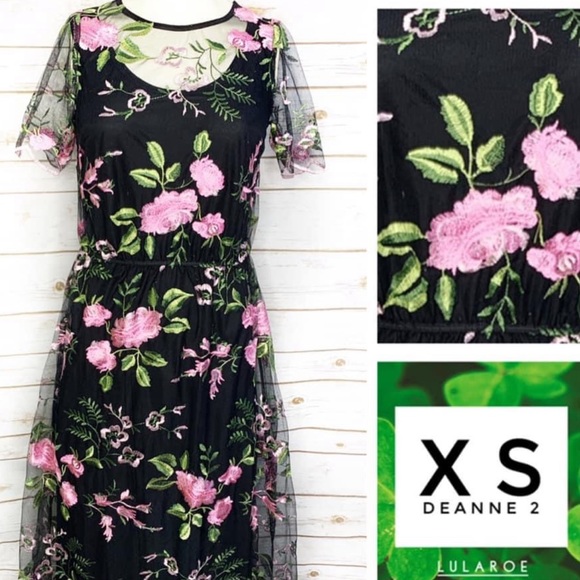 LuLaRoe Dresses & Skirts - Size XS Deanne II sheer embroidered overlay dress
